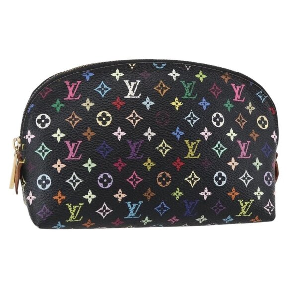 LOUIS VUITTON Multicolor Pochette Cosmetic Pouch Black M47355 LV Auth 146125 - Picture 1 of 15